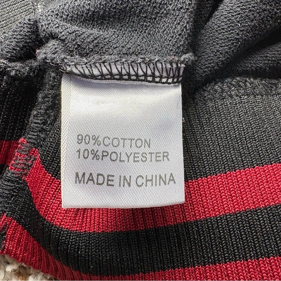 LF Los Angeles Long Sleeve Cotton Fitted Cropped Top Black and Red Size XS - Picture 4 of 8